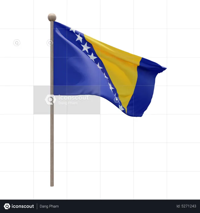 Bosnia and Herzegovina Flagpole Flag 3D Icon