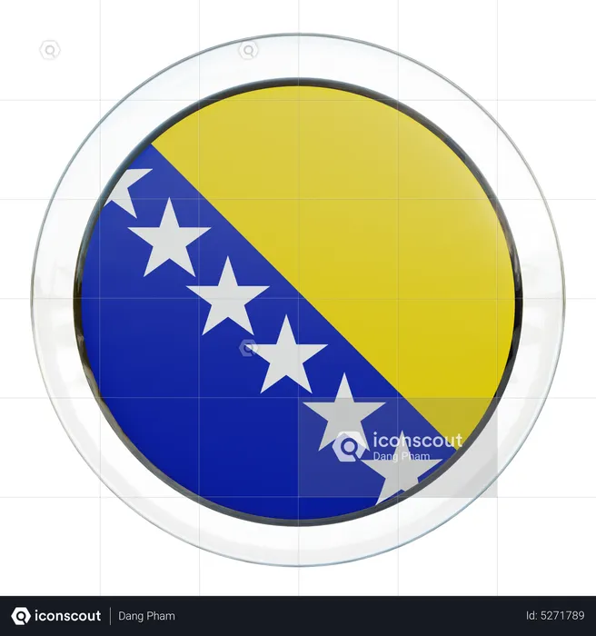 Bosnia and Herzegovina Round Flag Flag 3D Icon