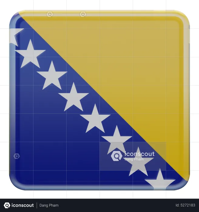Bosnia and Herzegovina Square Flag Flag 3D Icon