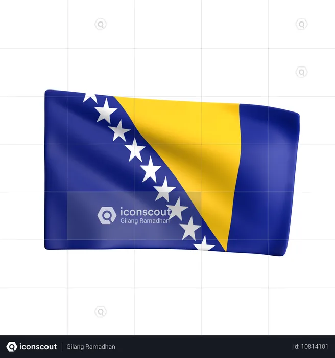 Bósnia e Herzegovina Flag 3D Icon