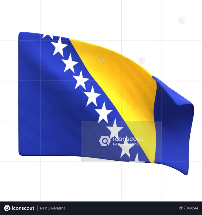 Bosnia & Herzegovina Flag Flag 3D Icon