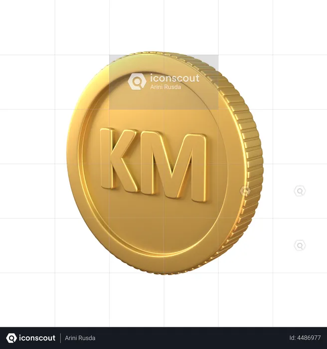 Bosnia Mark Gold Coin  3D Icon