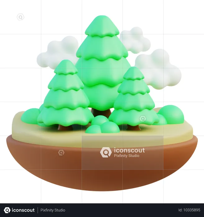 Bosque de pinos brumoso  3D Icon