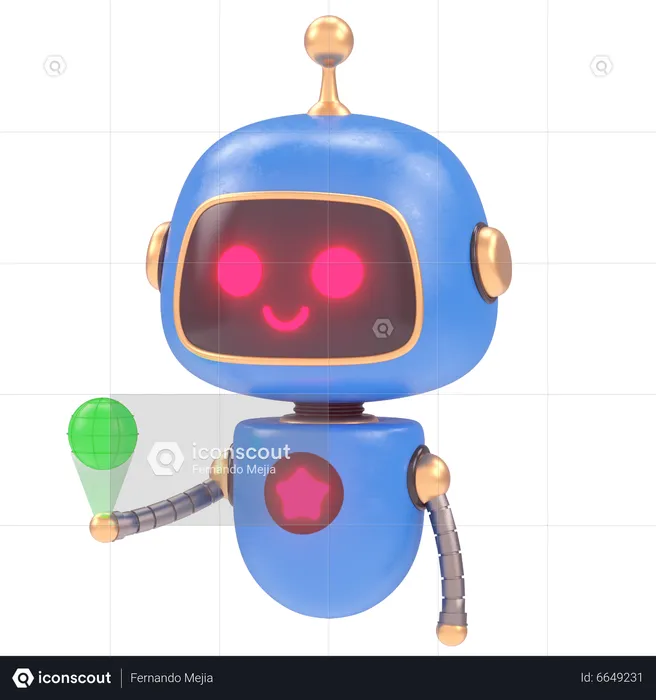 Bot Showing Globe  3D Illustration