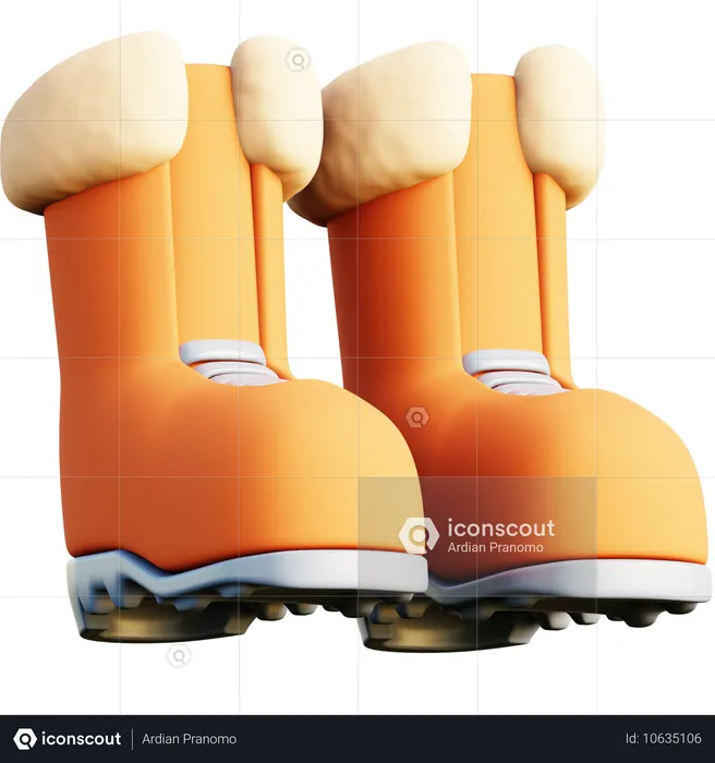 Botas de invierno naranjas  3D Icon