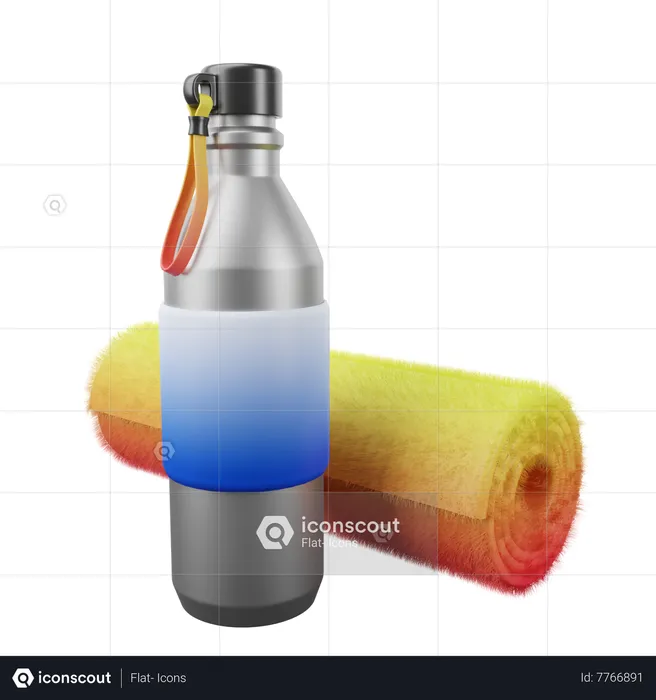 Botella-de-agua-y-toalla  3D Icon