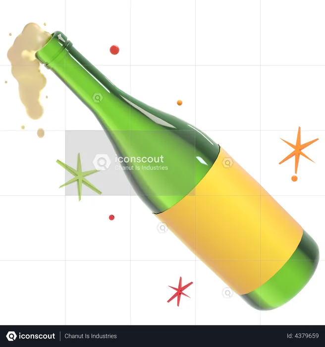 Botella de champagne  3D Illustration