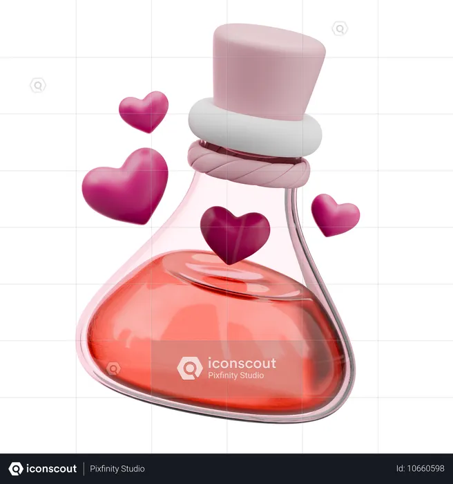 Botella de poción de amor  3D Icon