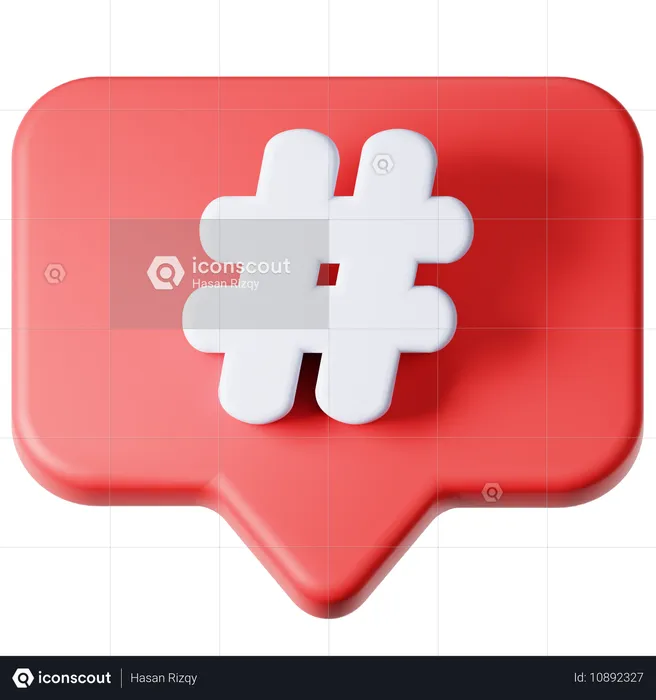 Botón de hashtag  3D Icon