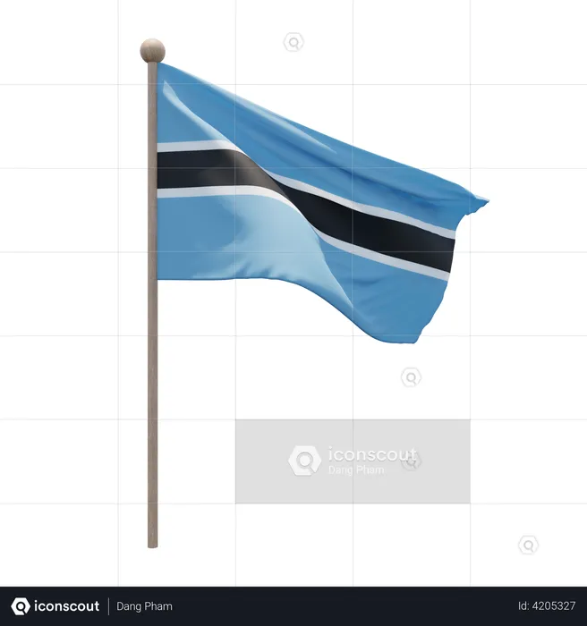 Botswana-Fahnenmast  3D Flag