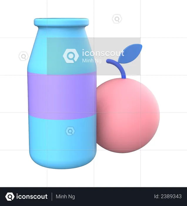 Bottle and Fruit  3D Illustration
