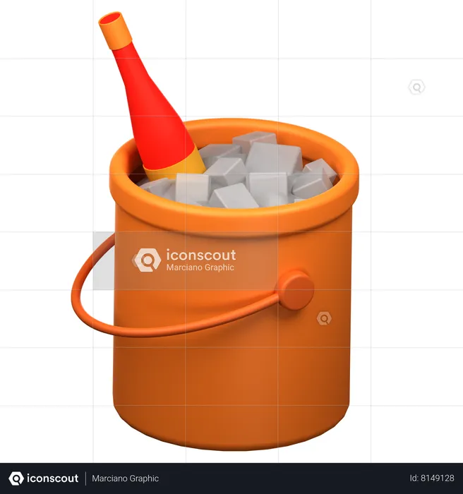 Bottle In Ice Bucket  3D Icon