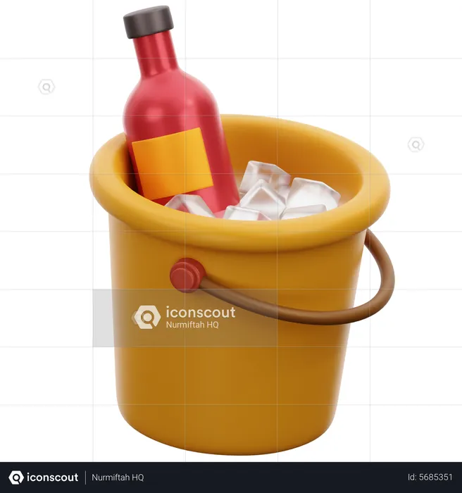 Bottle In Ice Bucket  3D Icon