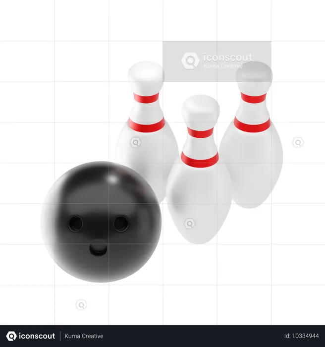 Boule de bowling et épingle  3D Icon