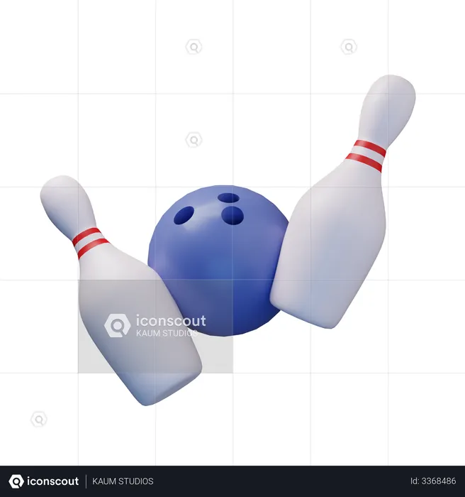 Boule de bowling et quilles  3D Icon