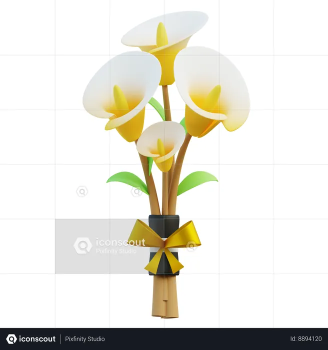 Bouquet de lys calla  3D Icon