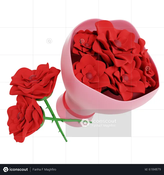 Bouquet de roses  3D Icon