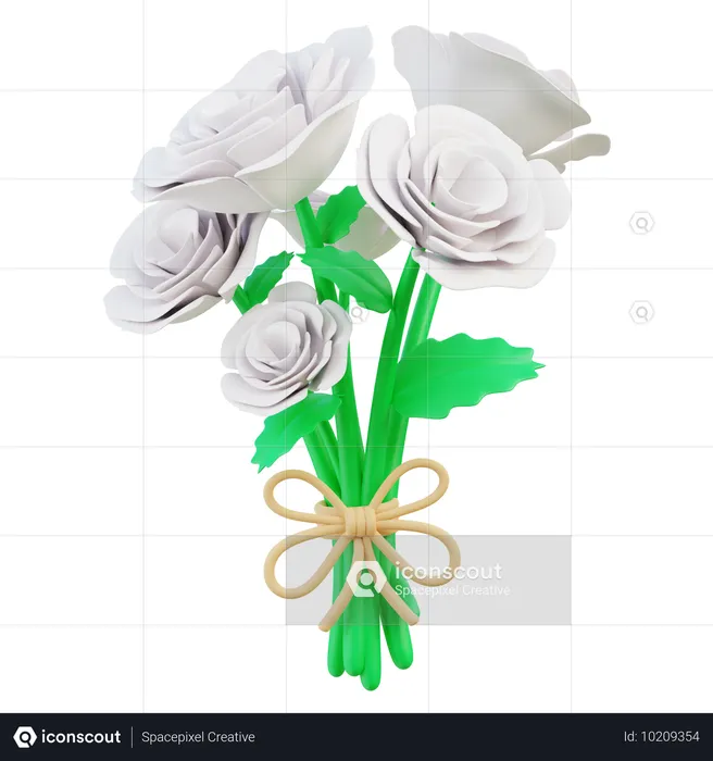 Bouquet de roses blanches  3D Icon