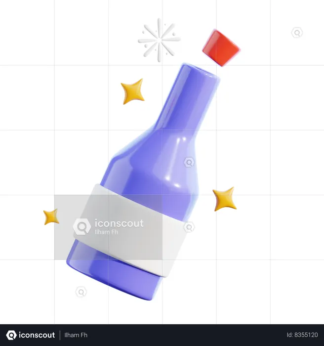 Une bouteille de champagne  3D Icon