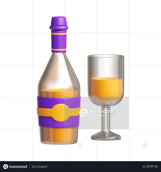 Une bouteille de champagne  3D Icon