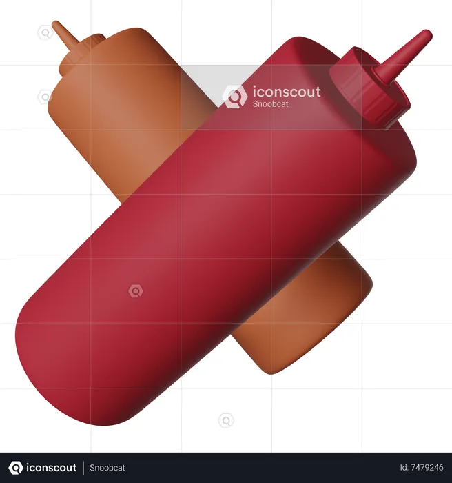 Bouteille de sauce et de ketchup  3D Icon