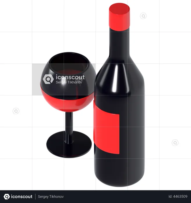 Bouteille de vin  3D Illustration