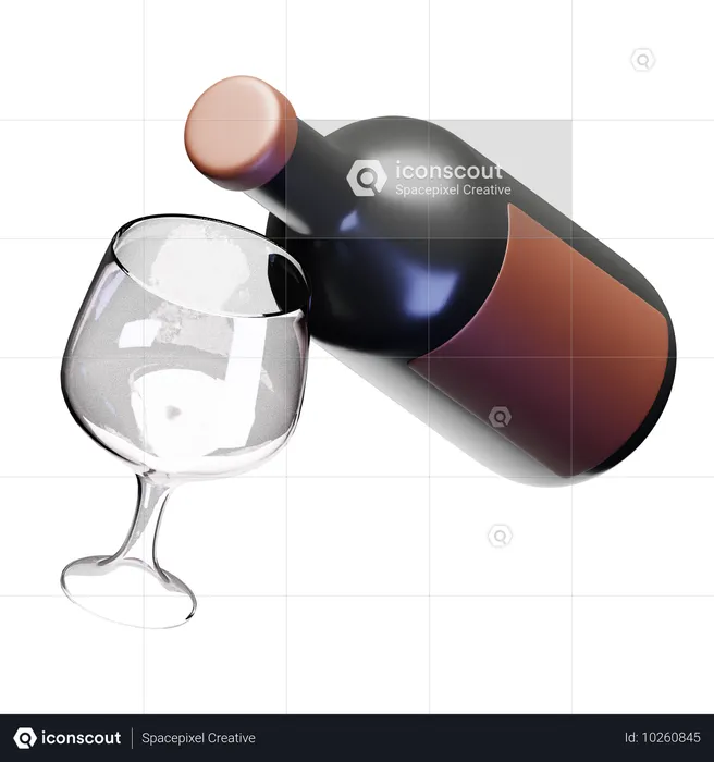 Bouteille de vin et verre  3D Icon