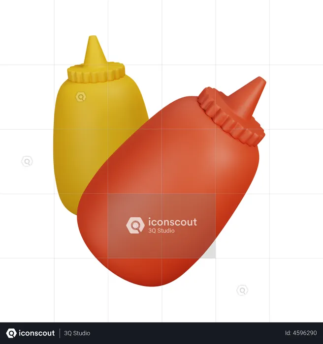 Bouteilles de sauce en plastique  3D Icon