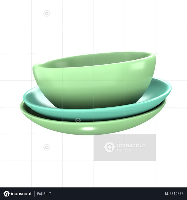 Bowl And Dish  3D Icon