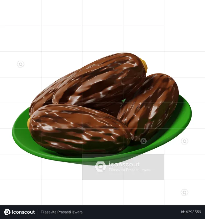 Bowl of dates  3D Icon