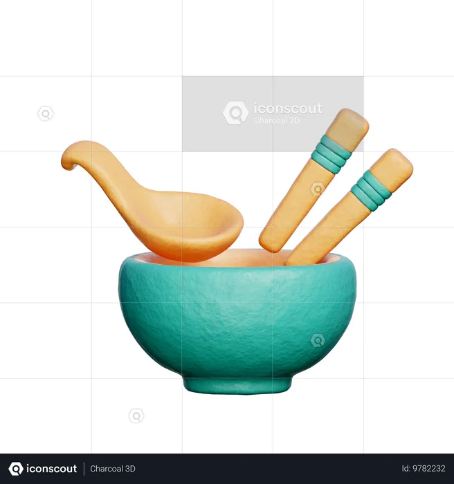 Bowl With Chopsticks  3D Icon