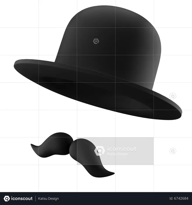 Bowler Hat and Moustache_  3D Icon