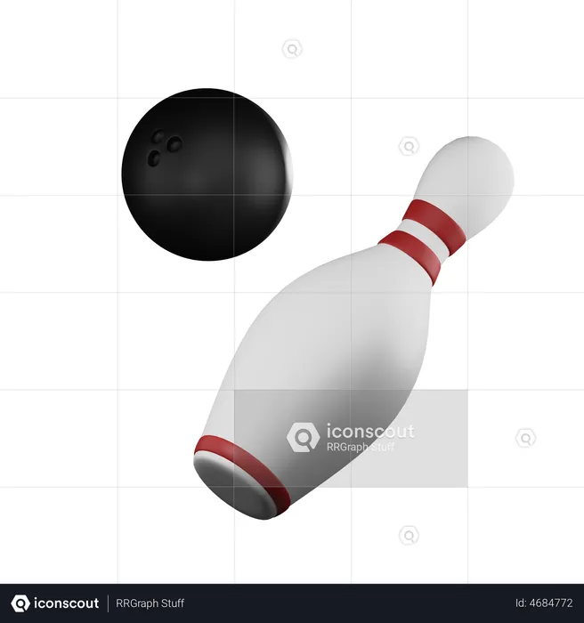 Bowling Ball And Bowling Pin  3D Illustration