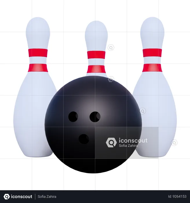 Bowling Ball and Pin  3D Icon