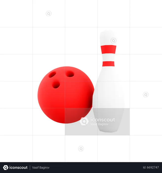 Bowling Ball And Pin  3D Icon