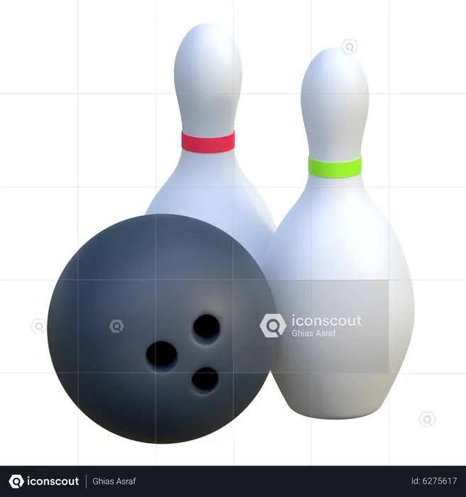 Bowling Ball And Pins  3D Icon