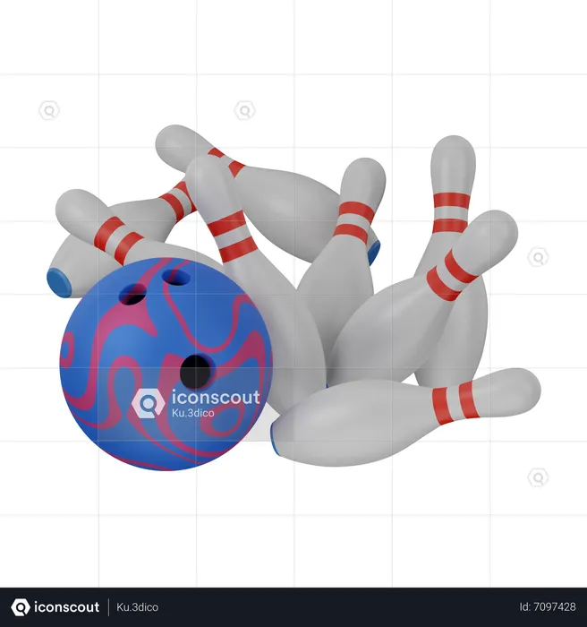 Bowling-Pins fallen  3D Icon