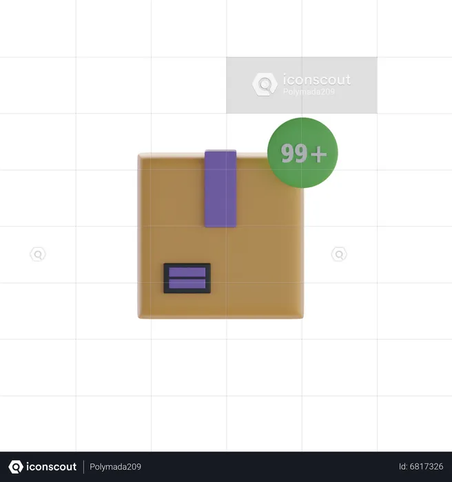 Box And 99 Notification  3D Icon