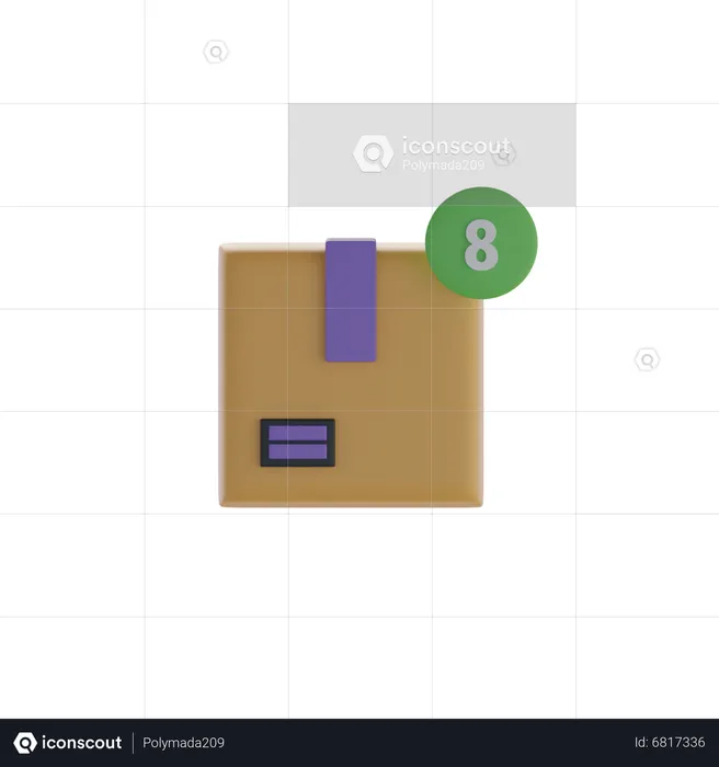 Box And Eight Notification  3D Icon