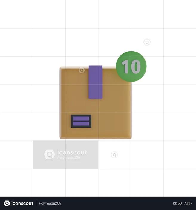 Box And Ten Notification  3D Icon