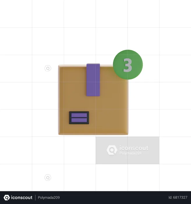 Box And Three Notification  3D Icon