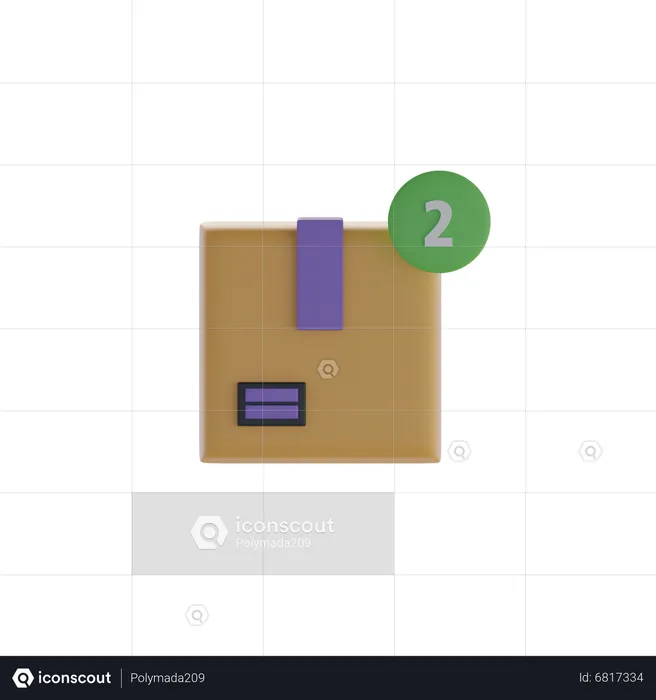Box And Two Notification  3D Icon