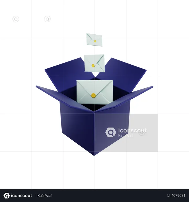 Box containing email  3D Illustration