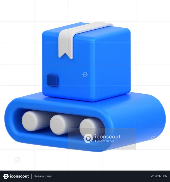 Box On Conveyor  3D Icon