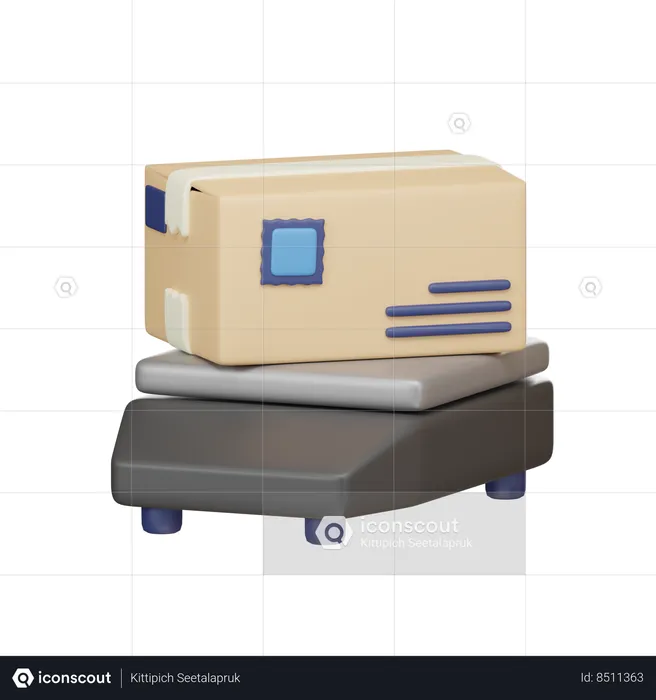 Box On Weighing Machine  3D Icon