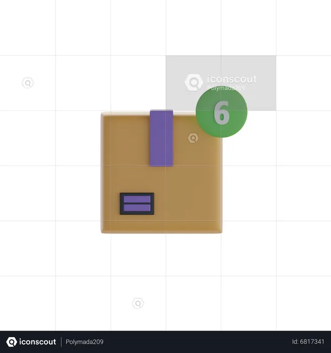 Box und sechs Benachrichtigung  3D Icon