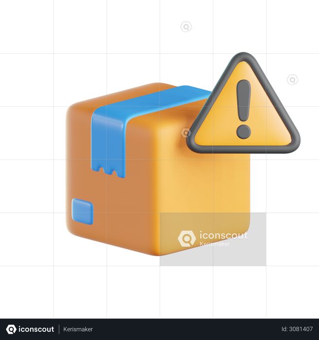 Box Warning Sign 3D Illustration