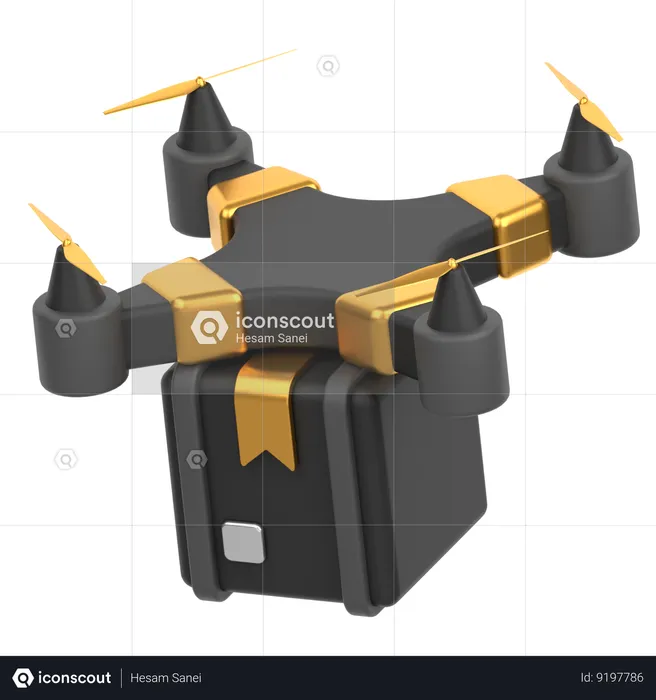 Box With Drone  3D Icon