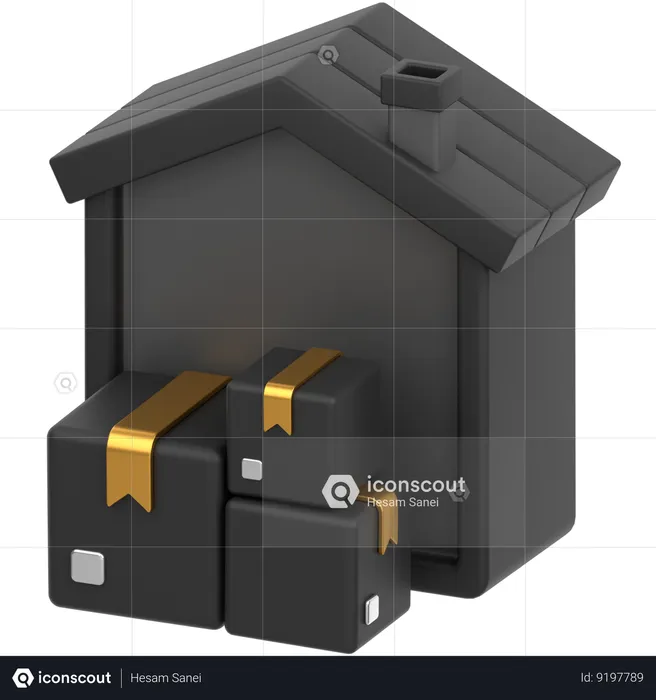 Box With House  3D Icon