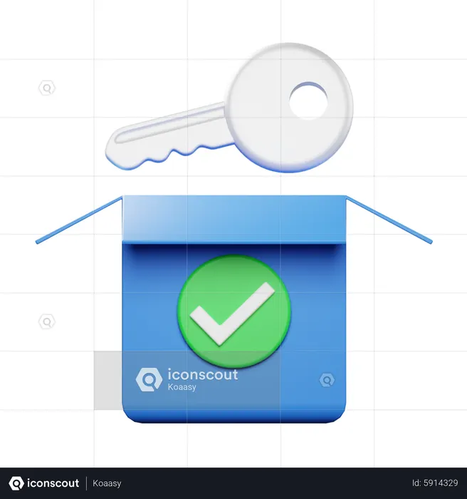Box with Key  3D Icon